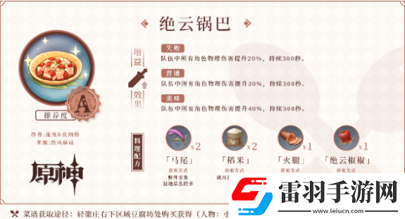 原神1.2版本新增料理食谱有哪些