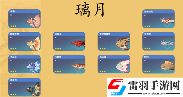原神提瓦特可钓鱼鱼种类有多少