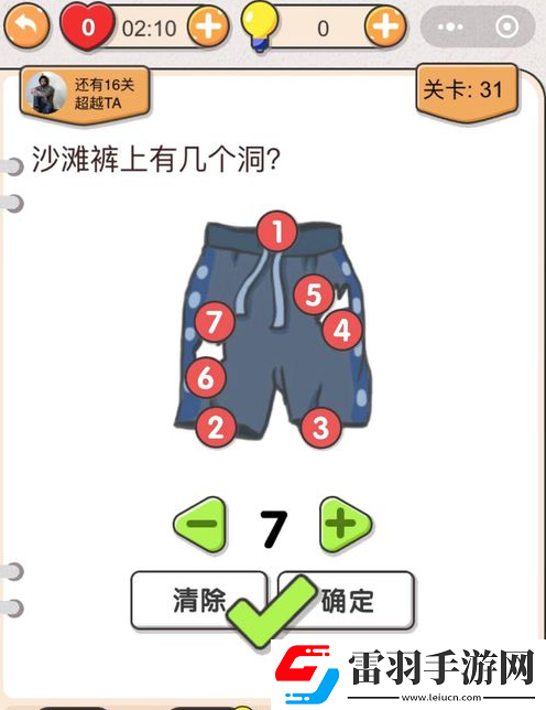 我不是猪头沙滩裤上有几个洞