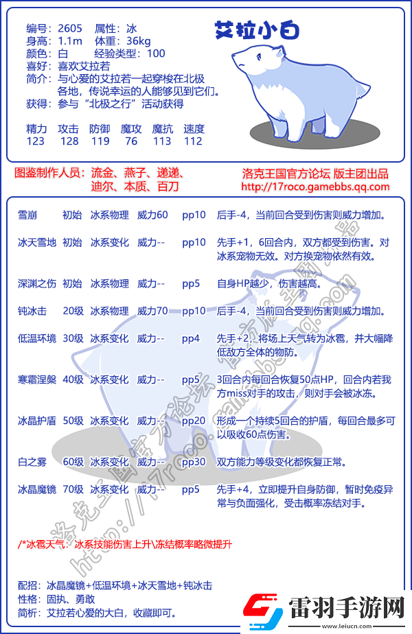 洛克王国艾拉小白性格技能搭配推荐