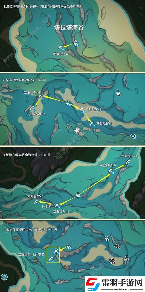 原神4.6枫丹萃凝晶矿收集路线图