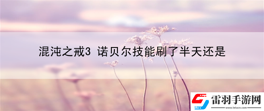 混沌之戒3诺贝尔技能刷了半天还是