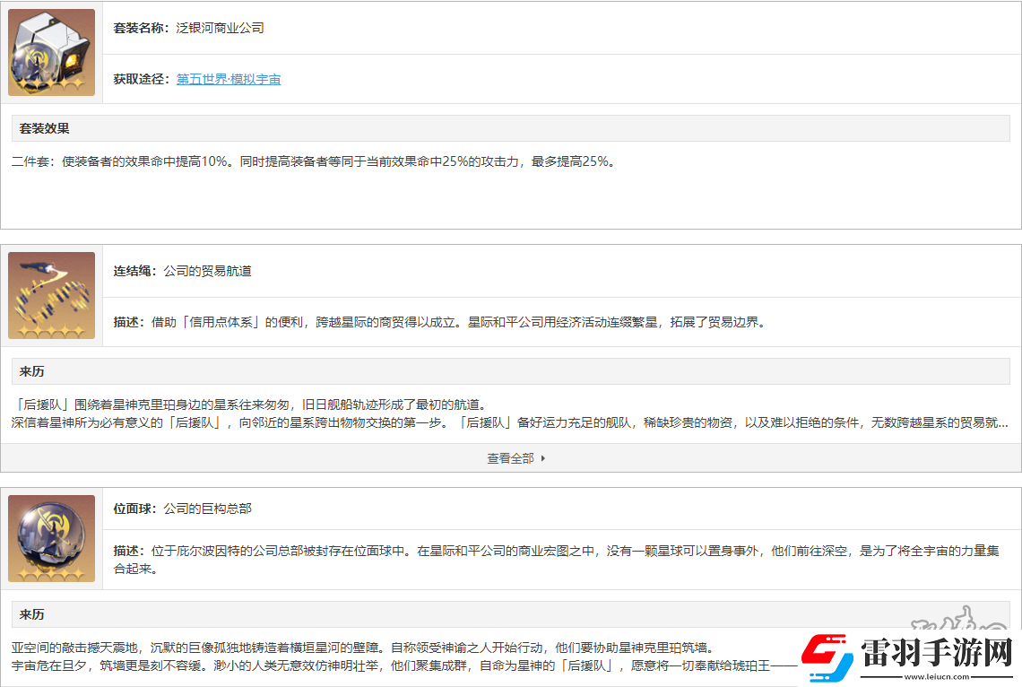 崩坏星穹铁道泛银河商业公司适用角色泛银河商业公司在哪刷