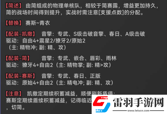 绝区零凯撒纯色异常阵容搭配