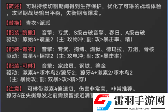绝区零凯撒物理队搭配方案