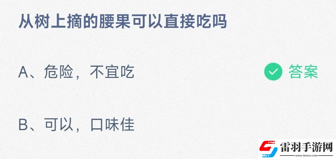 从树上摘的腰果可以直接吃吗