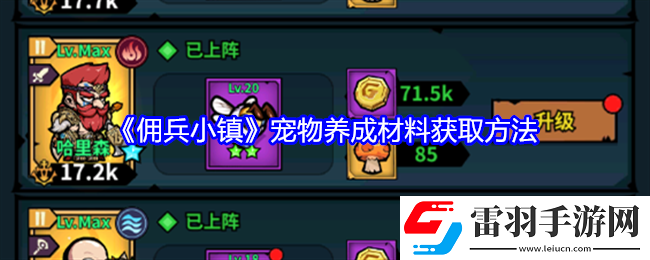 佣兵小镇宠物养成材料怎么获得