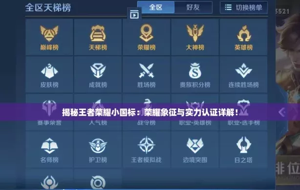 揭秘王者荣耀小国标
