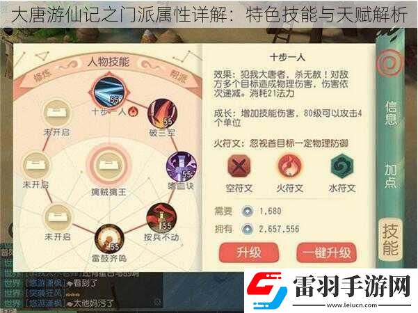 大唐游仙记之门派属性详解