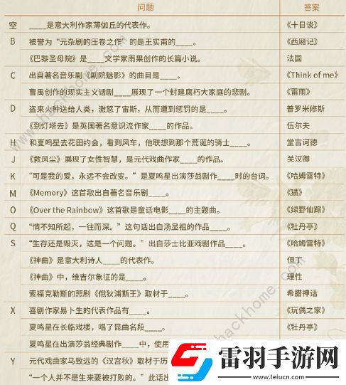 光与夜之恋寻觅书海答案大全寻觅书海答题答案总汇