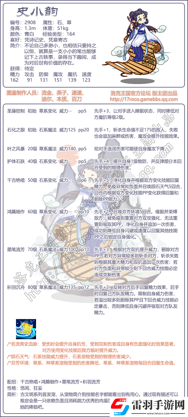洛克王国史小韵技能表