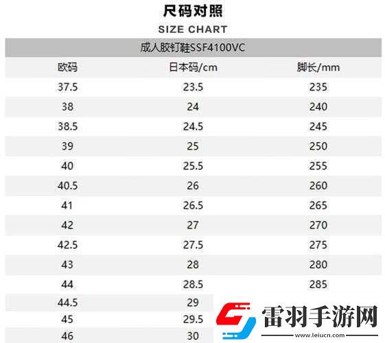 欧亚尺码日本尺码