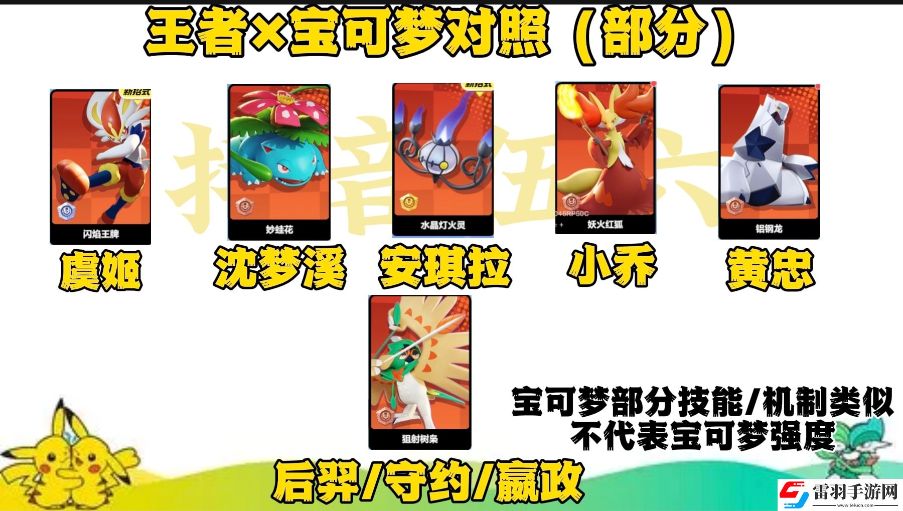 宝可梦大集结与王者里相似的英雄有哪些