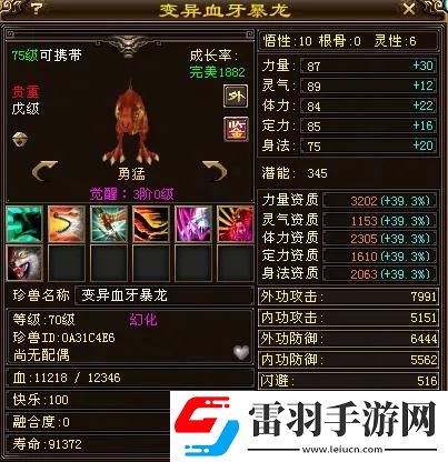 天龙八部75级暴龙宝宝