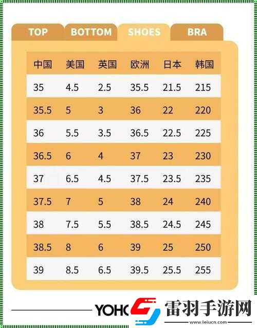 亚洲尺码欧洲尺码美国专线