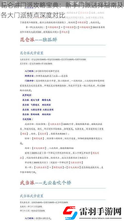 昆仑游门派攻略宝典
