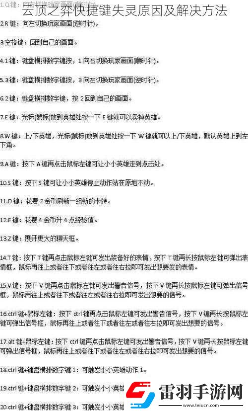 云顶之弈快捷键失灵原因及解决方法