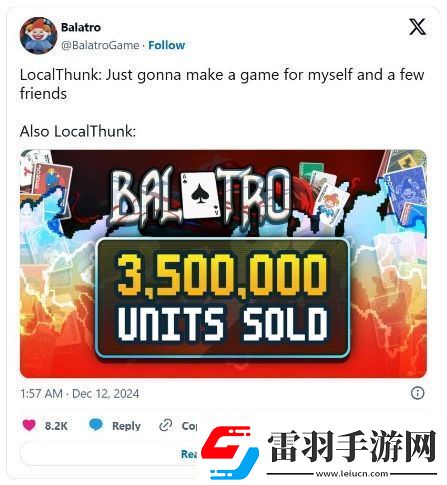 小丑牌全球所有平台销量达350万份