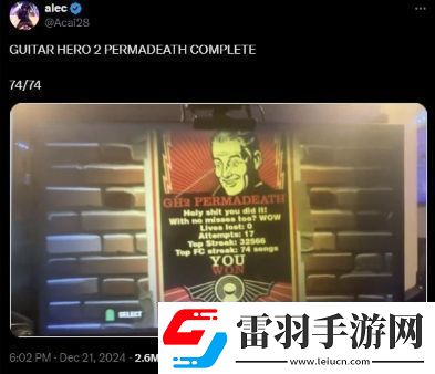 吉他英雄2玩家达成连弹74首歌且完全无错挑战