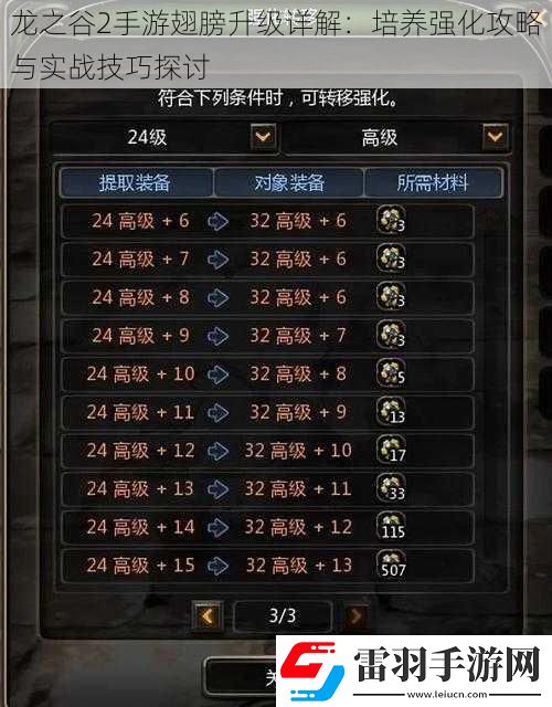 龙之谷2手游翅膀升级详解