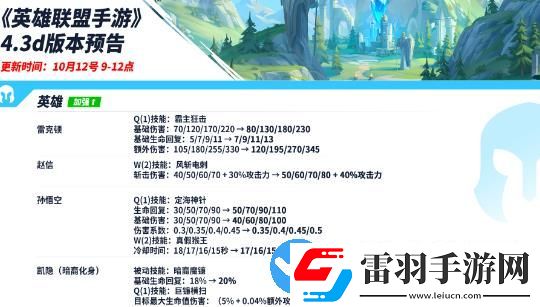 英雄联盟手游4.3D版本什么时候更新