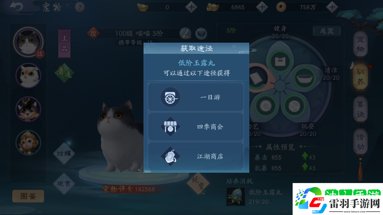 新笑傲江湖手游宠物怎么洗髓
