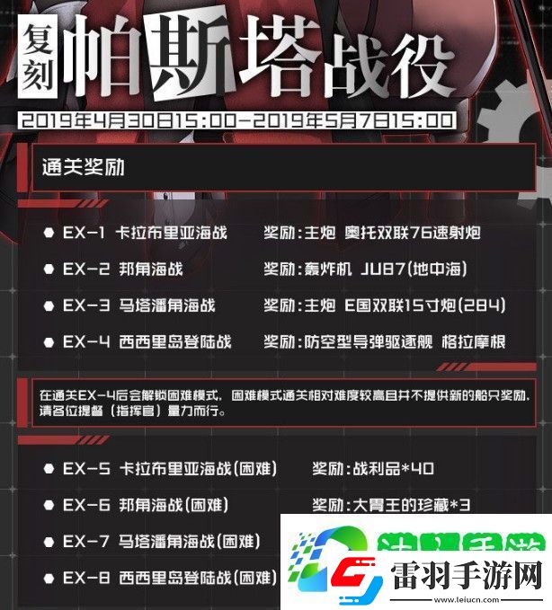 战舰少女R帕斯塔战役复刻攻略