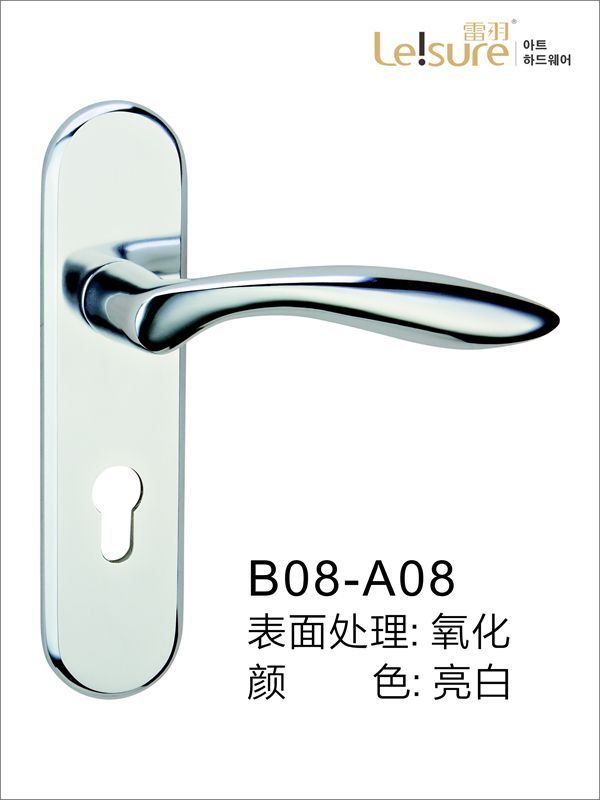 B08-A08亮白面板式苹果铝执手门锁